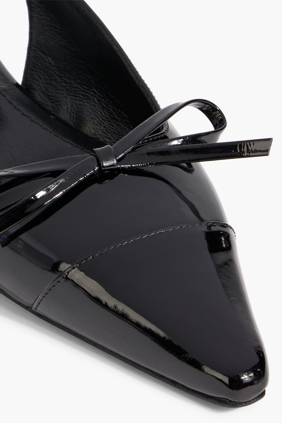 Anine Bing Zoey Bow-detailed Patent-leather Slingback Pumps In Black
