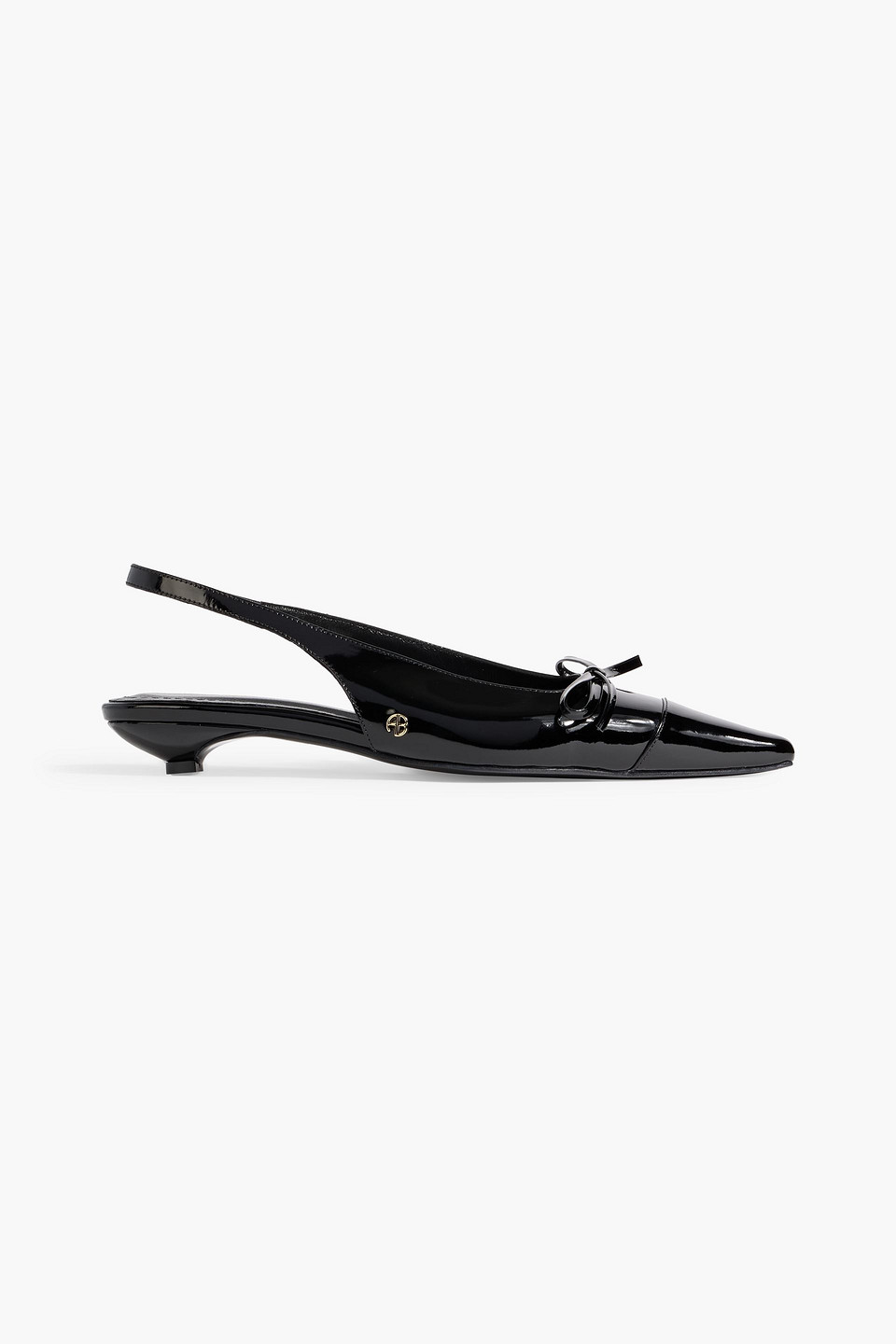 Anine Bing Zoey Bow-detailed Patent-leather Slingback Pumps In Black