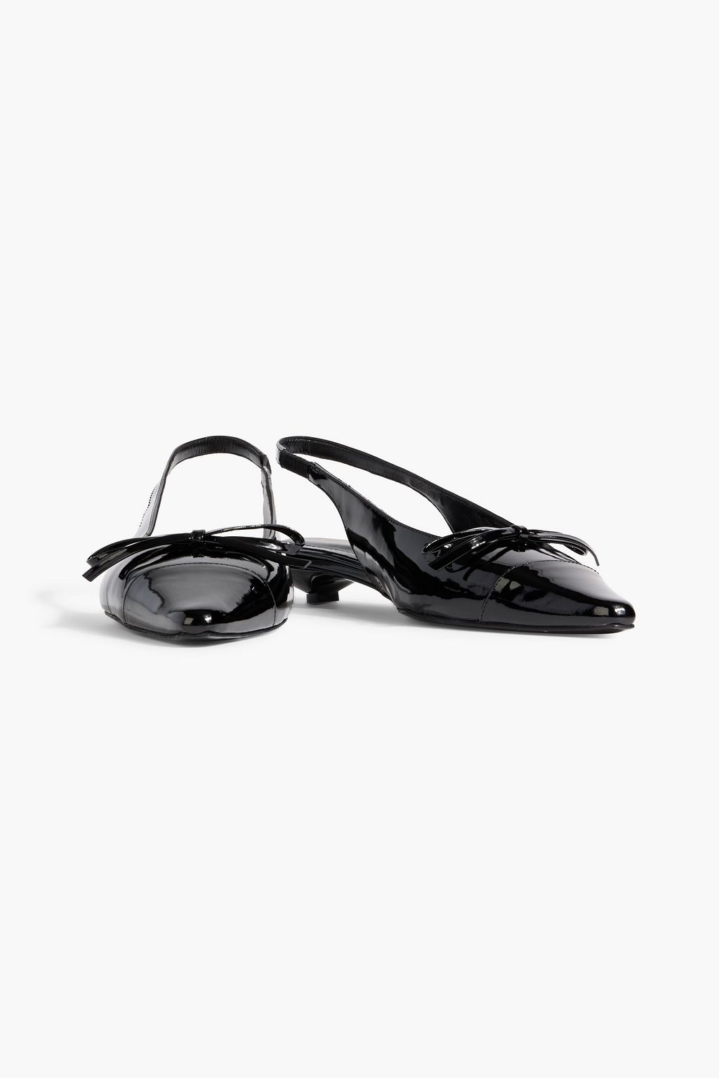 ANINE BING Zoey bow-detailed patent-leather slingback pumps