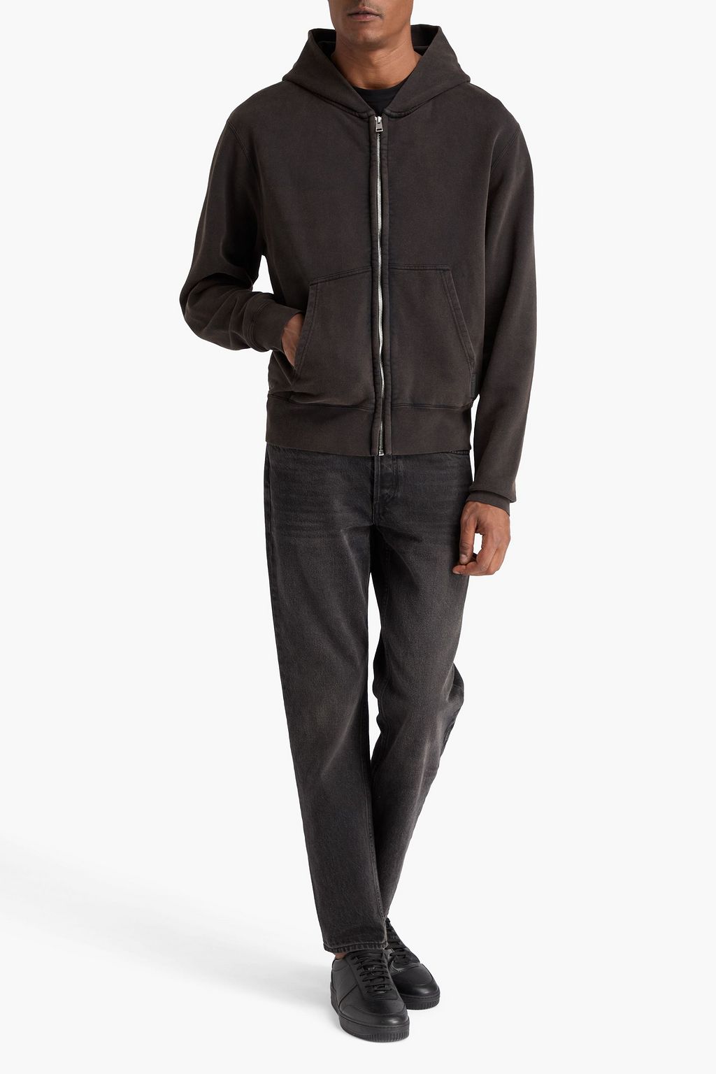SANDRO French cotton-terry zip-up hoodie
