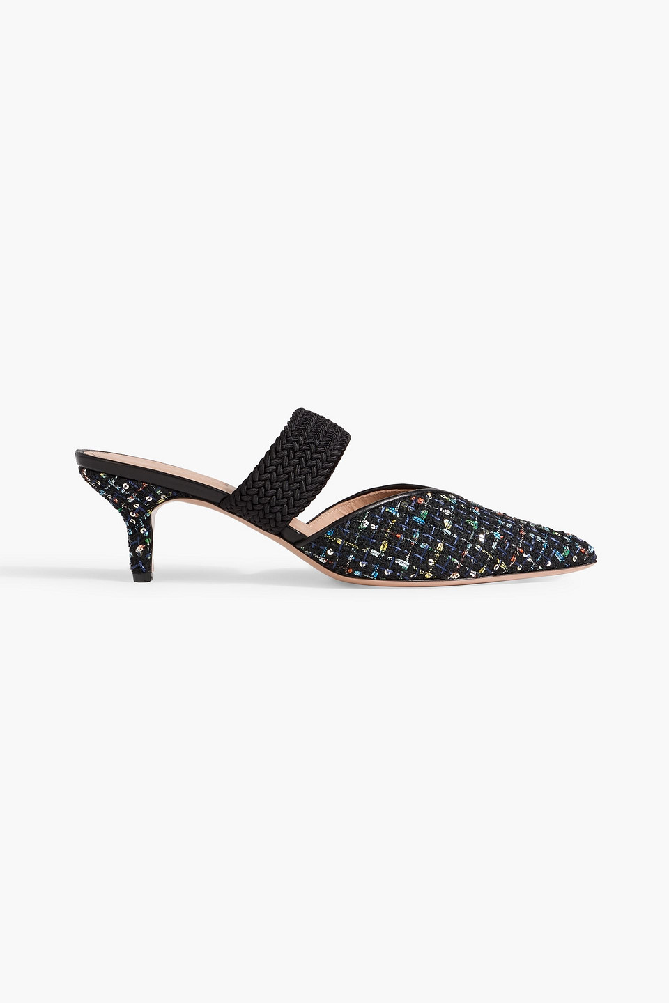 Malone Souliers Maisie 45 Sequin-embellished Tweed Mules In Black