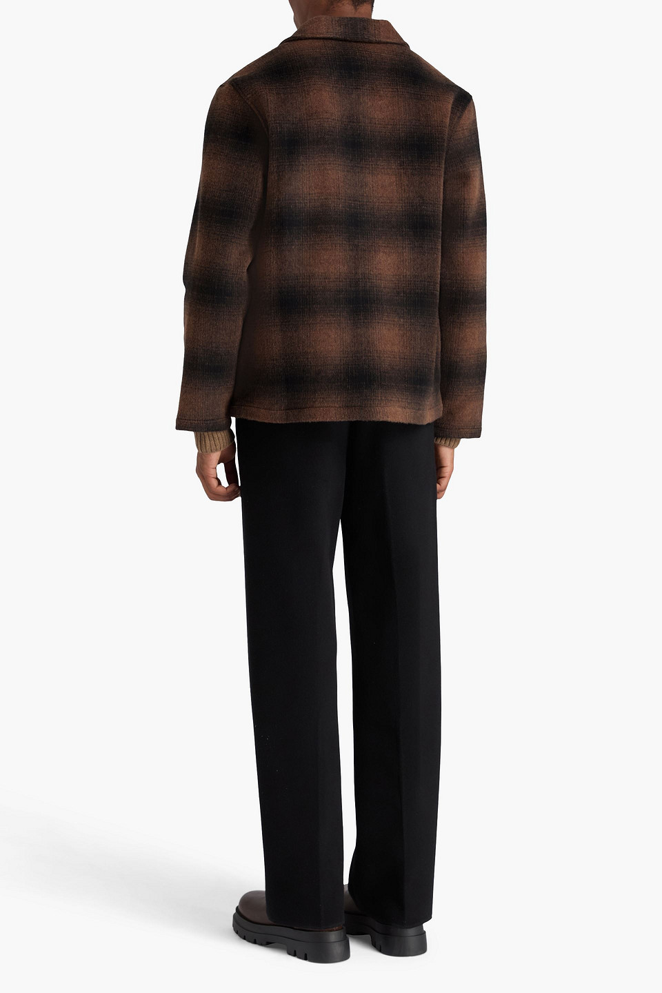  Officine Générale - Harrison Checked Wool-blend Overshirt - Brown - Xxl 