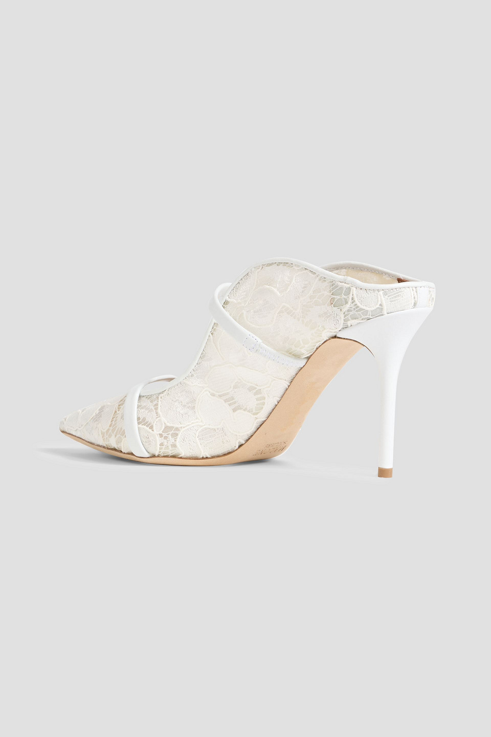 Malone Souliers Maureen 85 Leather-trimmed Corded Lace Mules In White