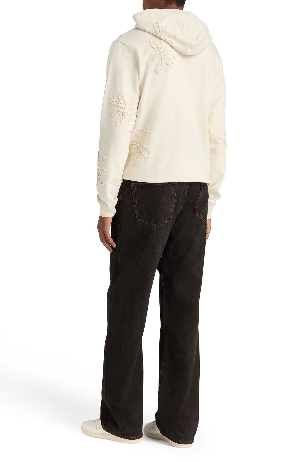 SANDRO Floral-appliquéd French cotton-terry hoodie