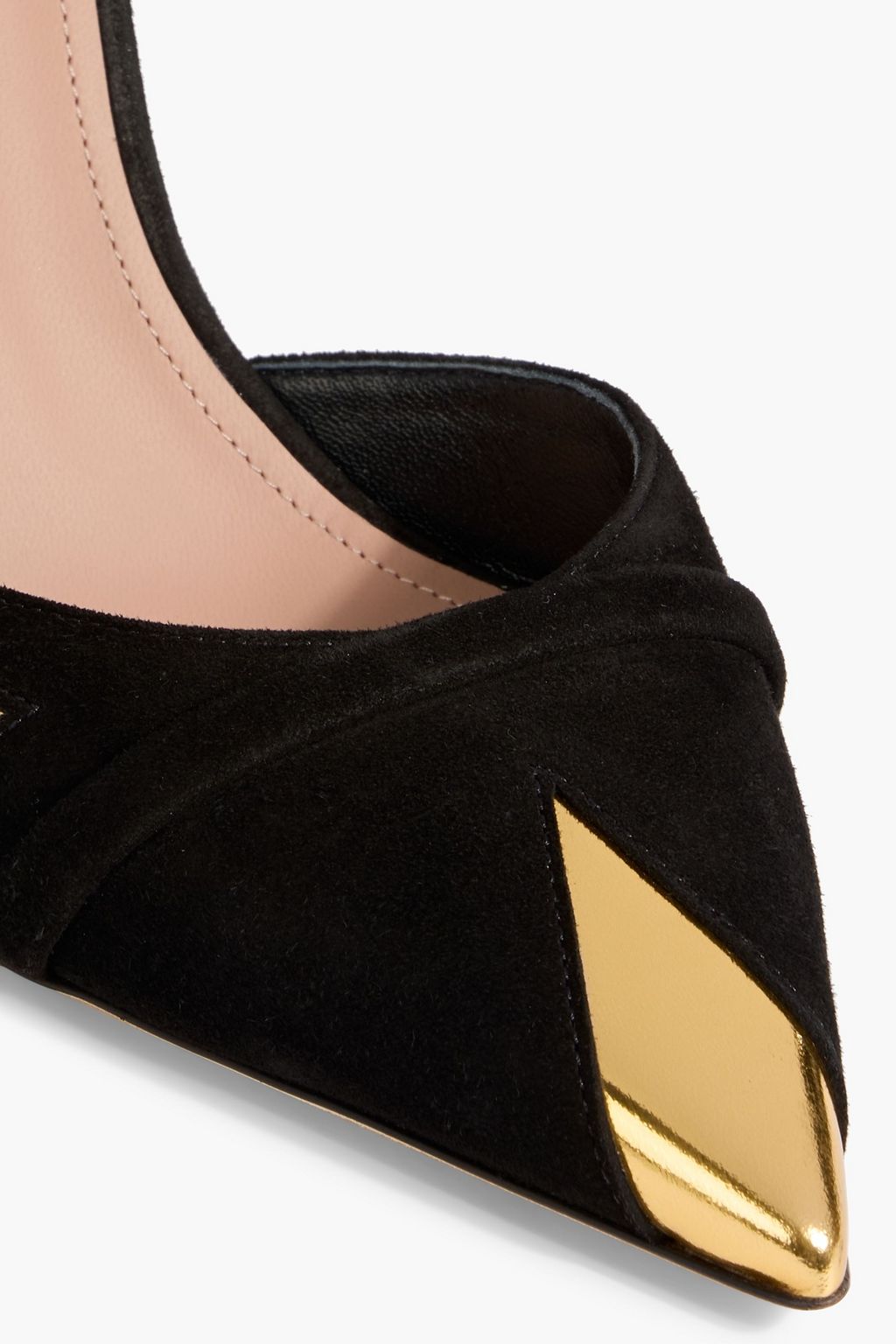MALONE SOULIERS Uma 90 suede and mirrored-leather mules
