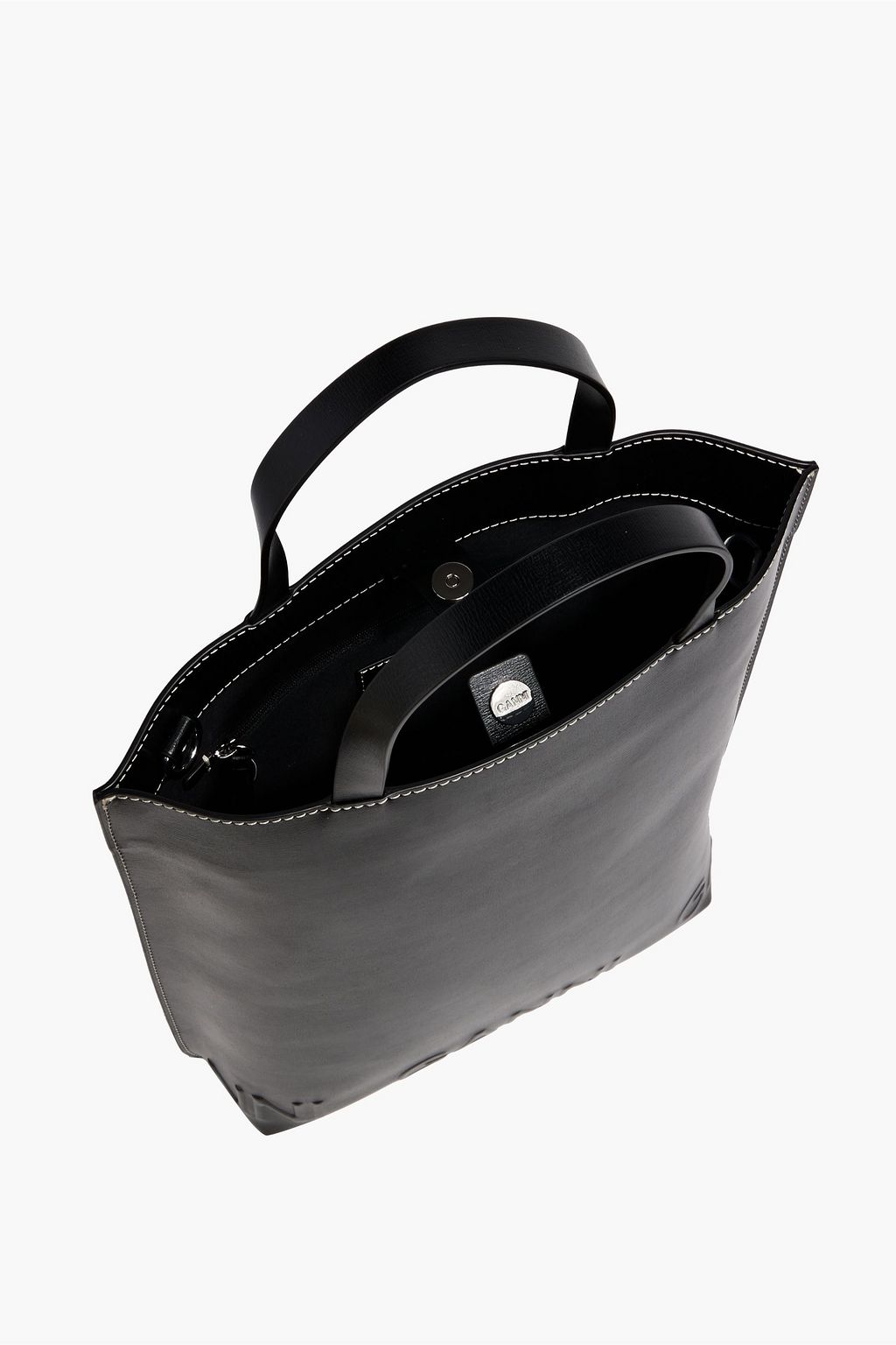 GANNI Banner leather-blend tote