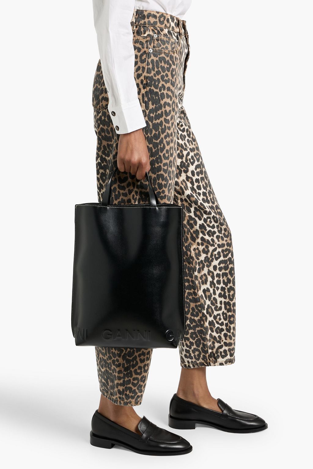GANNI Banner leather-blend tote