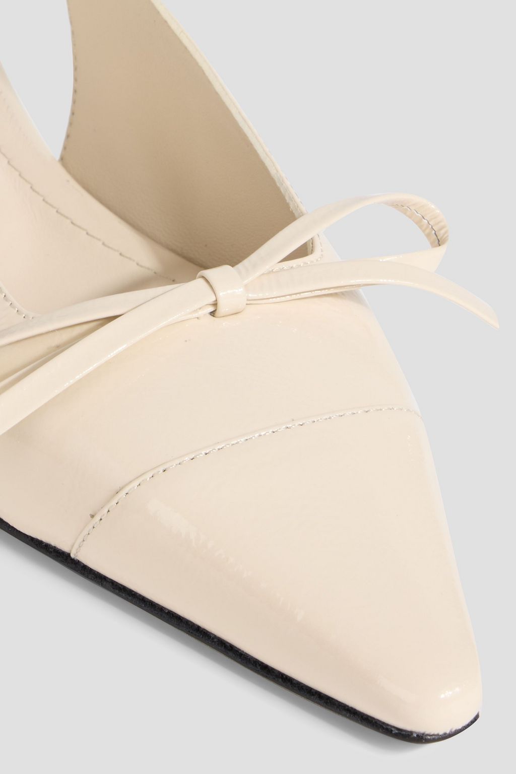 ANINE BING Zoey bow-detailed patent-leather slingback pumps