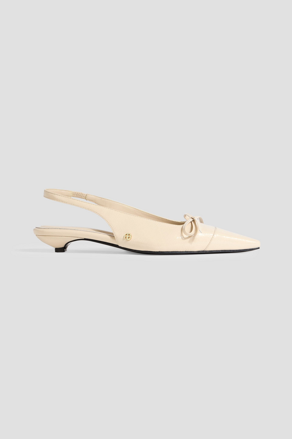 Zoey bow-detailed patent-leather slingback pumps