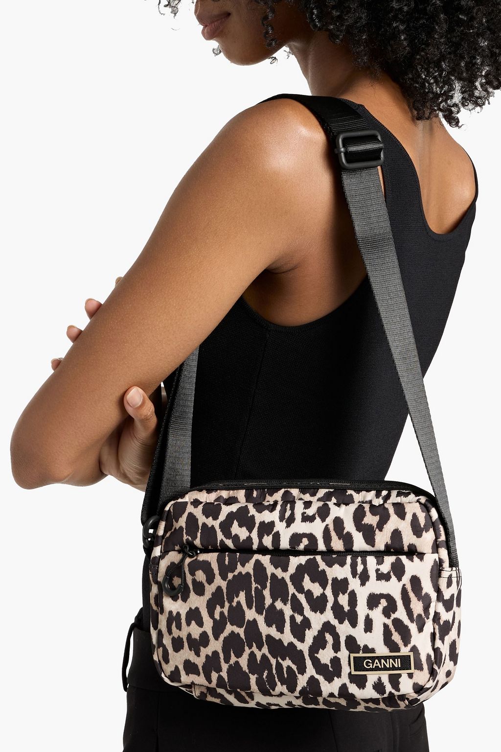 GANNI Festival leopard-print shell shoulder bag