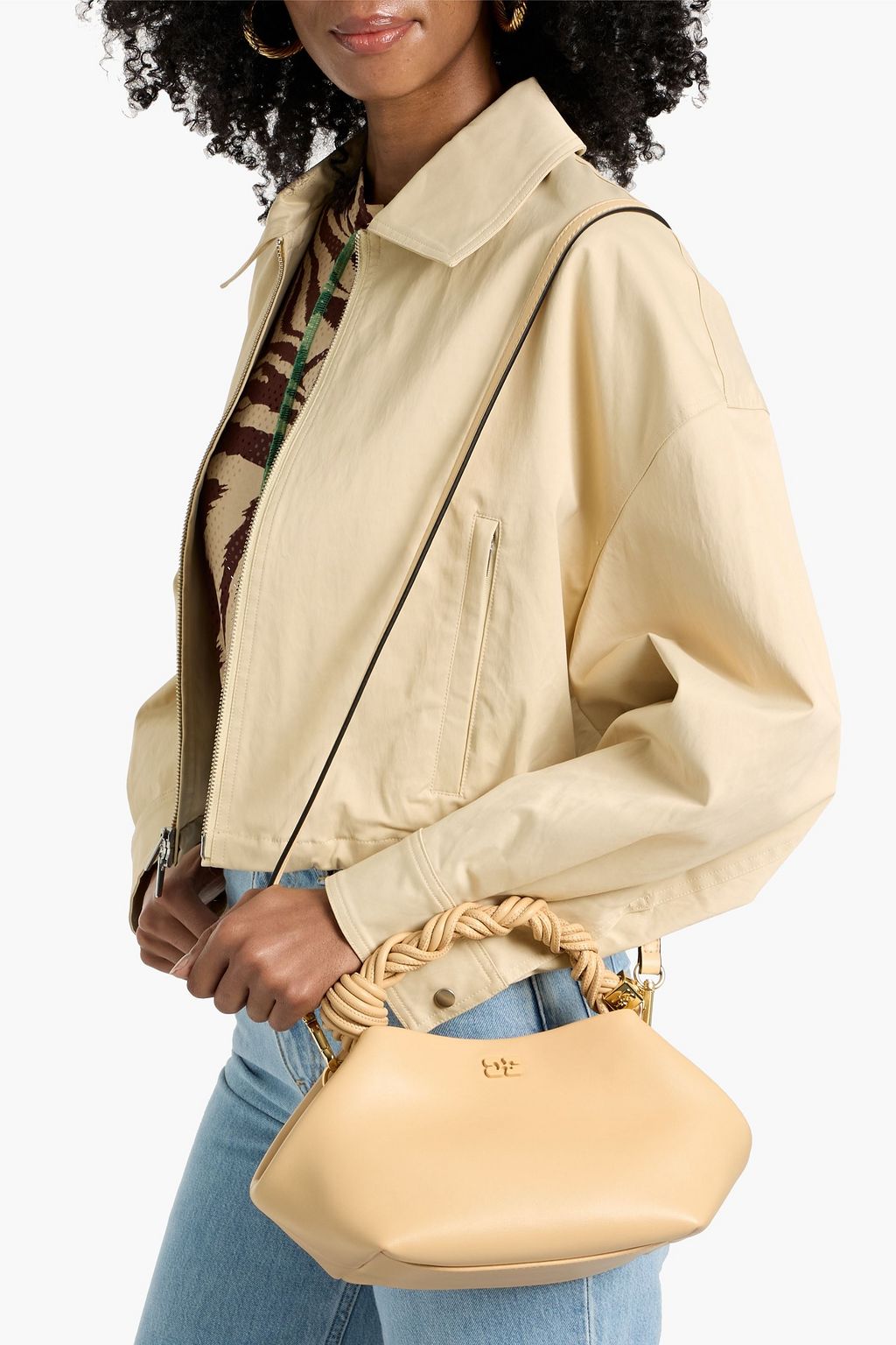 GANNI Bou small embellished knotted leather-blend shoulder bag