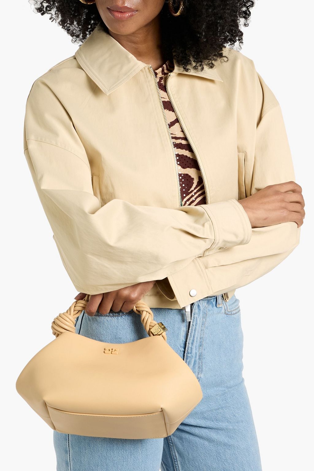 GANNI Bou small embellished knotted leather-blend shoulder bag