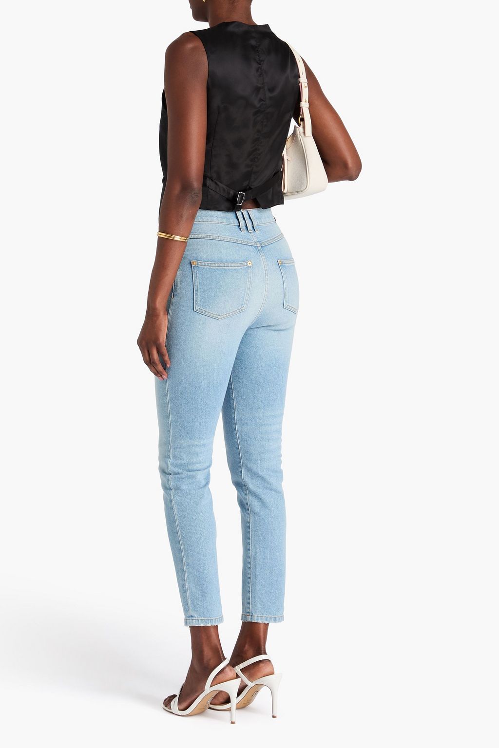 BALMAIN Faded high-rise slim-leg jeans