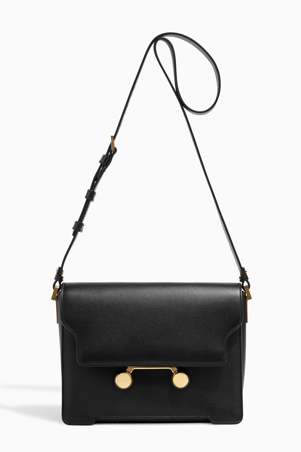Marni Trunkaroo Leather Shoulder Bag In Black