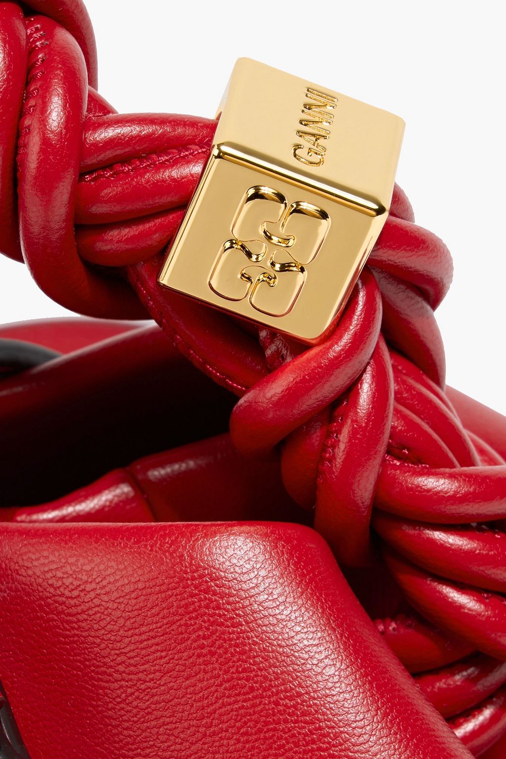 GANNI Bou small embellished knotted leather-blend shoulder bag