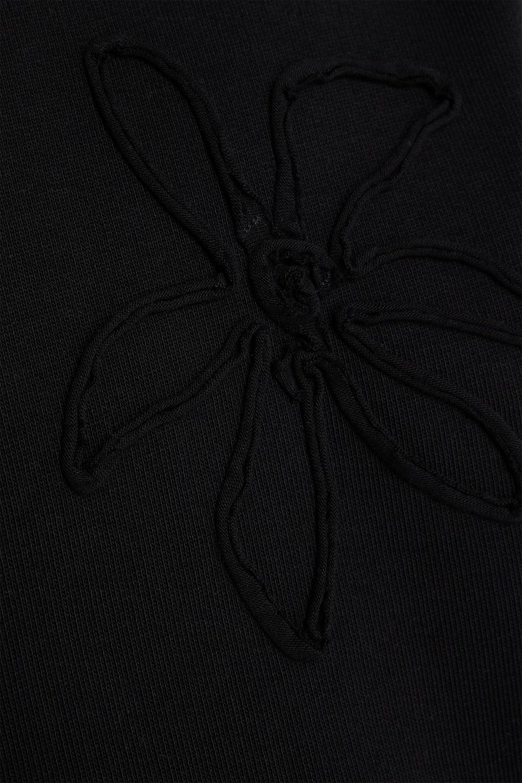 SANDRO Floral-appliquéd French cotton-terry hoodie