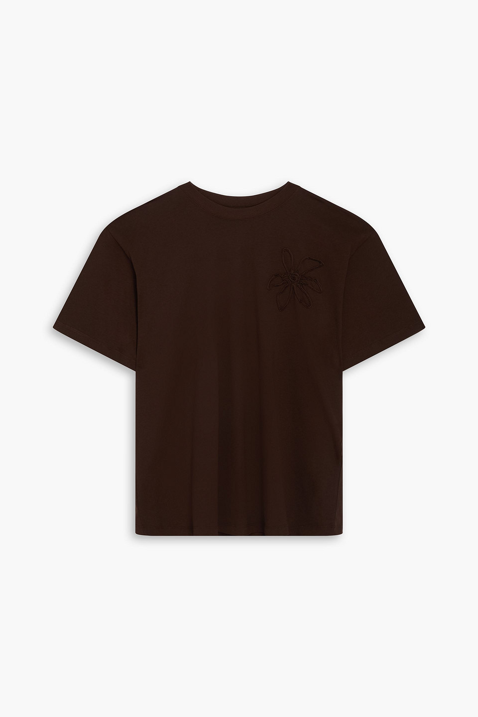 SANDRO FLORAL-APPLIQUÉD COTTON-JERSEY T-SHIRT