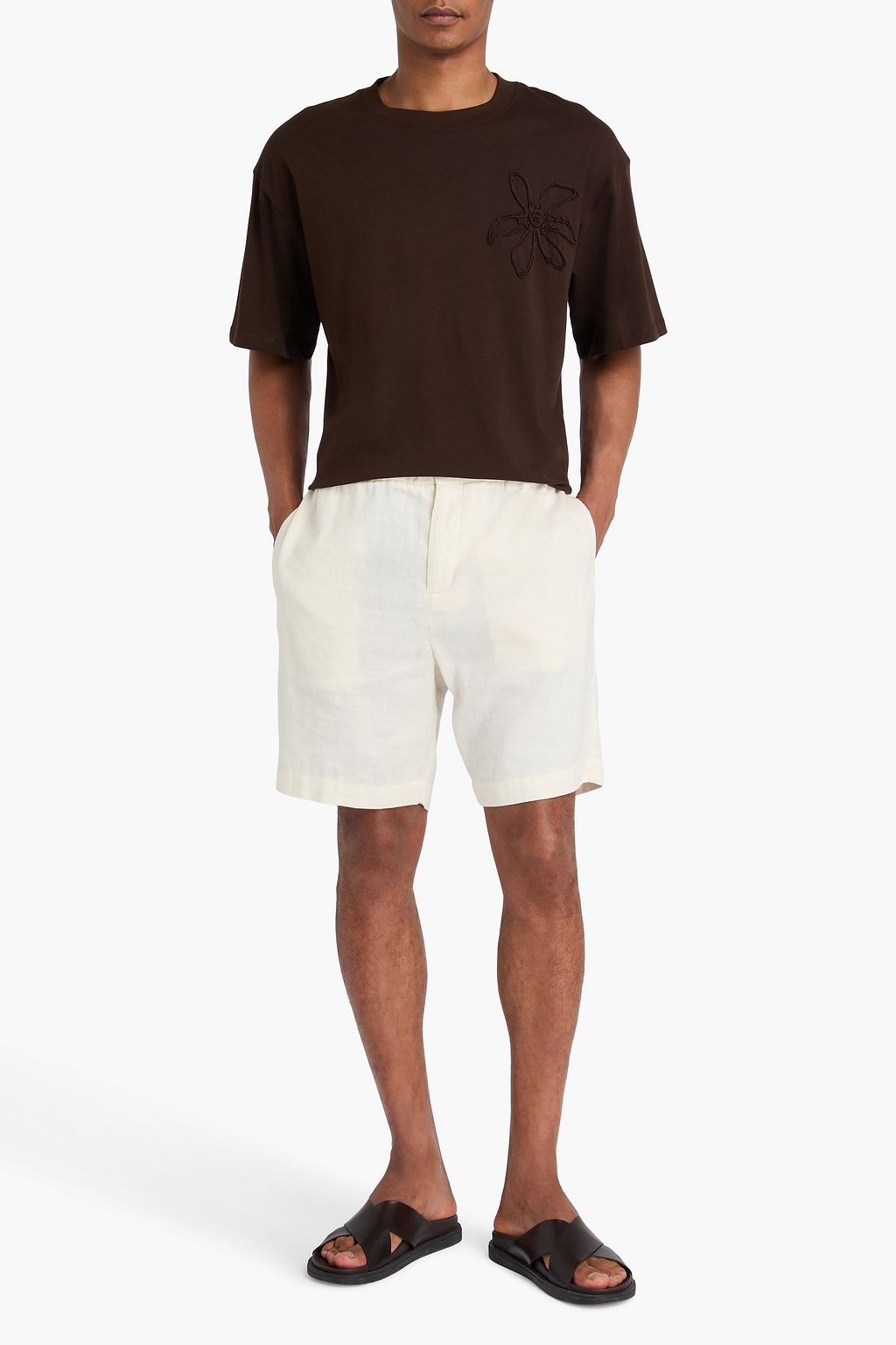 SANDRO Floral-appliquéd cotton-jersey T-shirt
