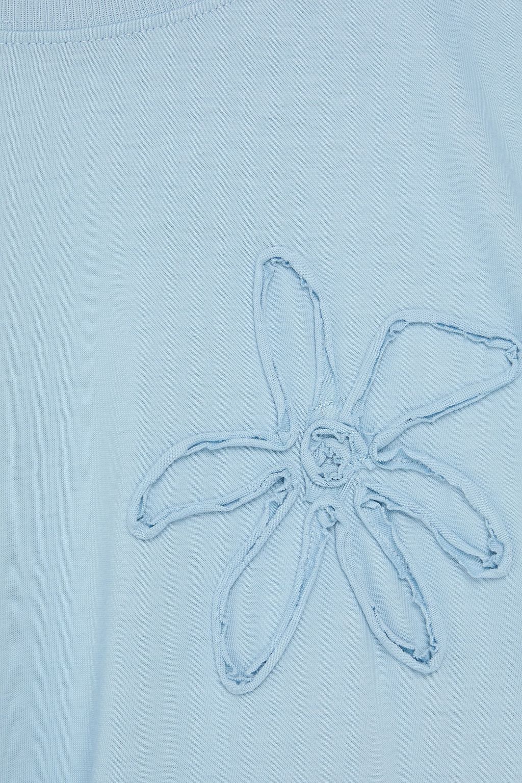 SANDRO Floral-appliquéd cotton-jersey T-shirt