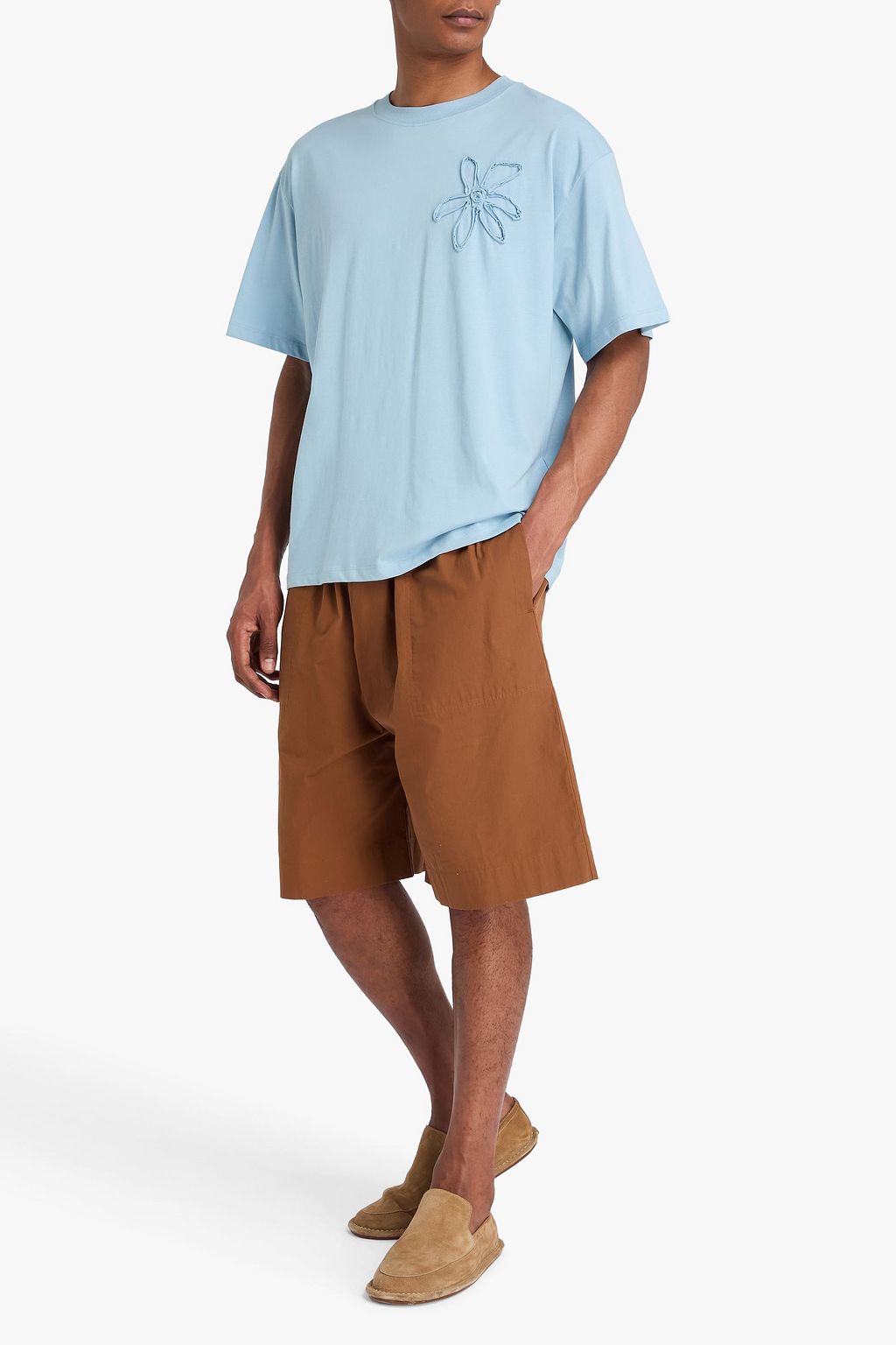 SANDRO Floral-appliquéd cotton-jersey T-shirt