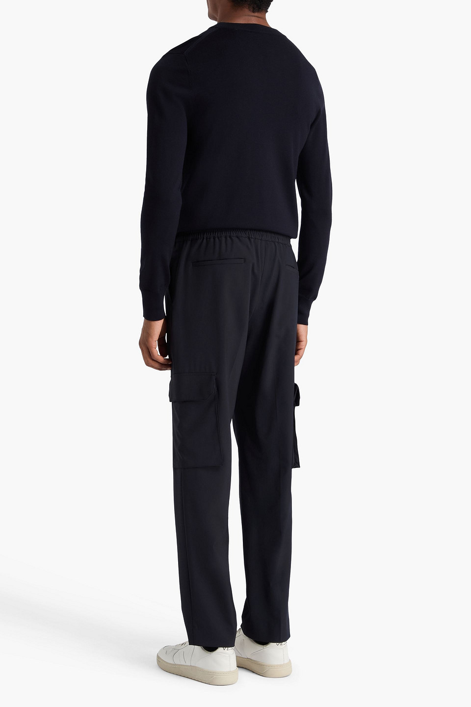 SANDRO TAPERED CREPE DRAWSTRING CARGO PANTS