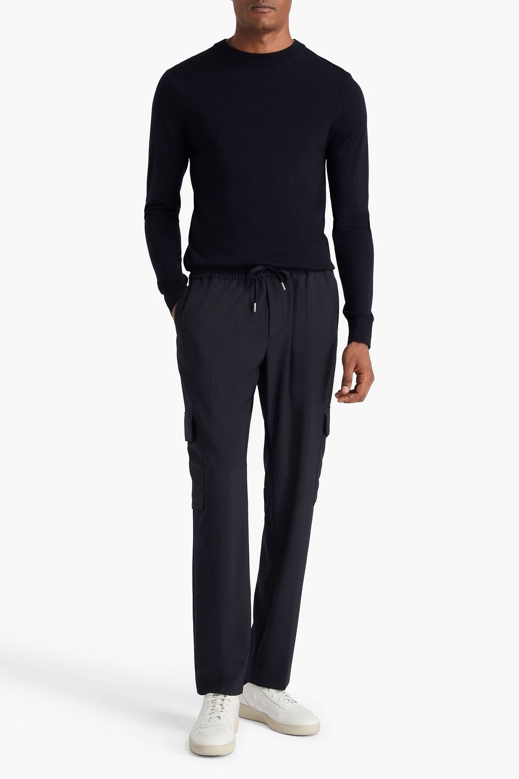 SANDRO Tapered crepe drawstring cargo pants