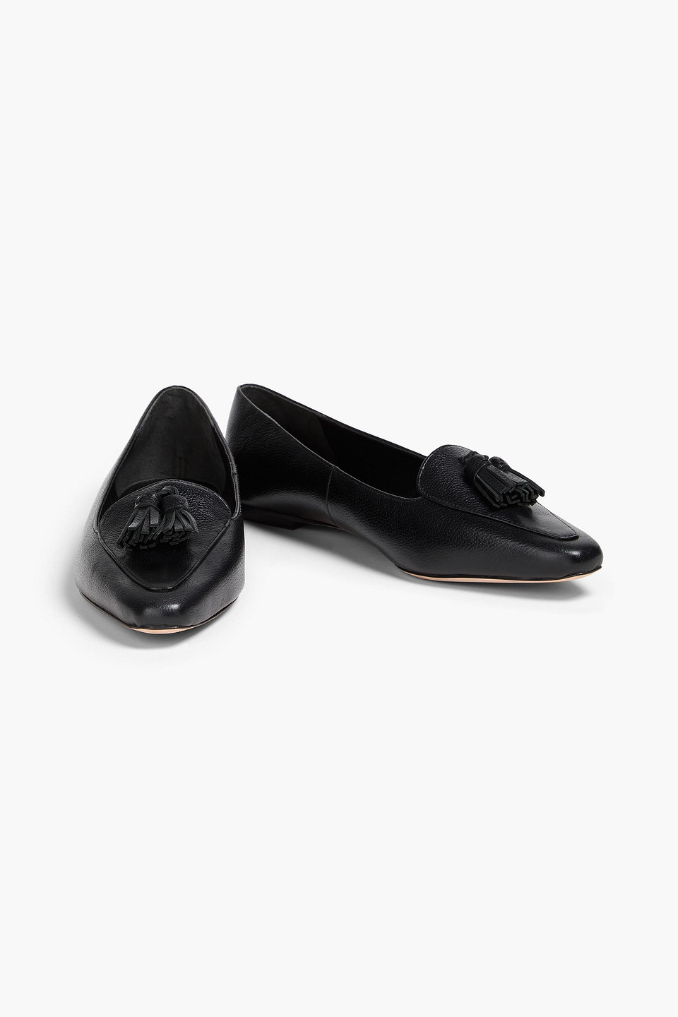  Veronica Beard - Cleo Tasseled Pebbled-leather Loafers - Black - Us 5.5 
