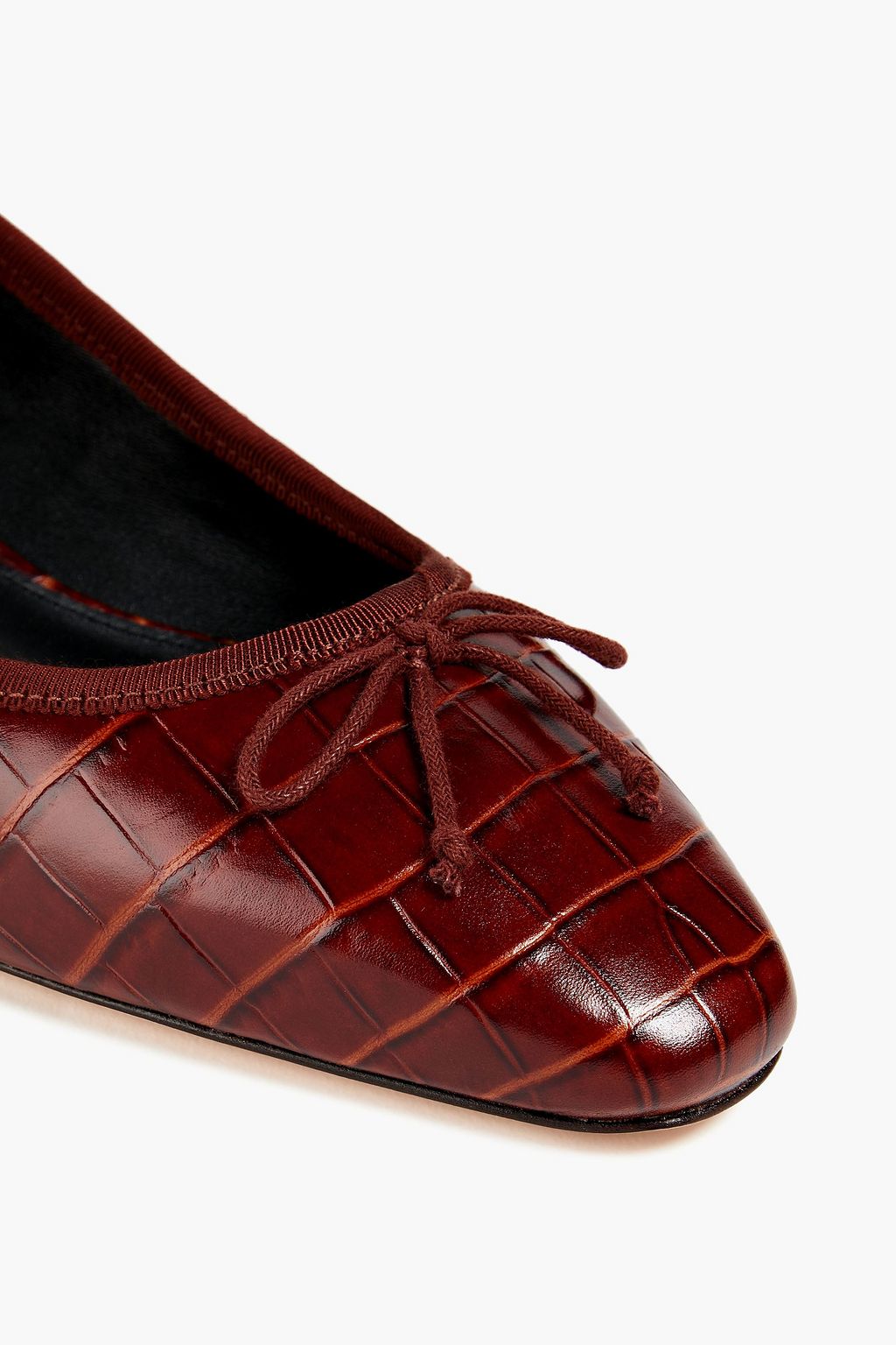 VERONICA BEARD Cecile bow-detailed croc-effect leather pumps