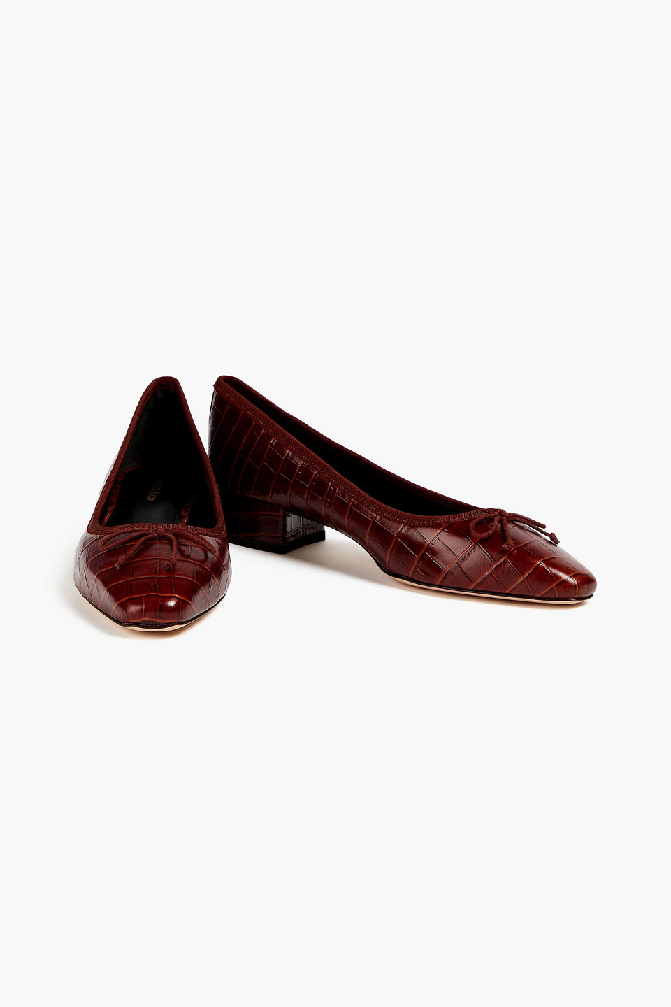  Veronica Beard - Cecile Bow-detailed Croc-effect Leather Pumps - Brown - Us 6 