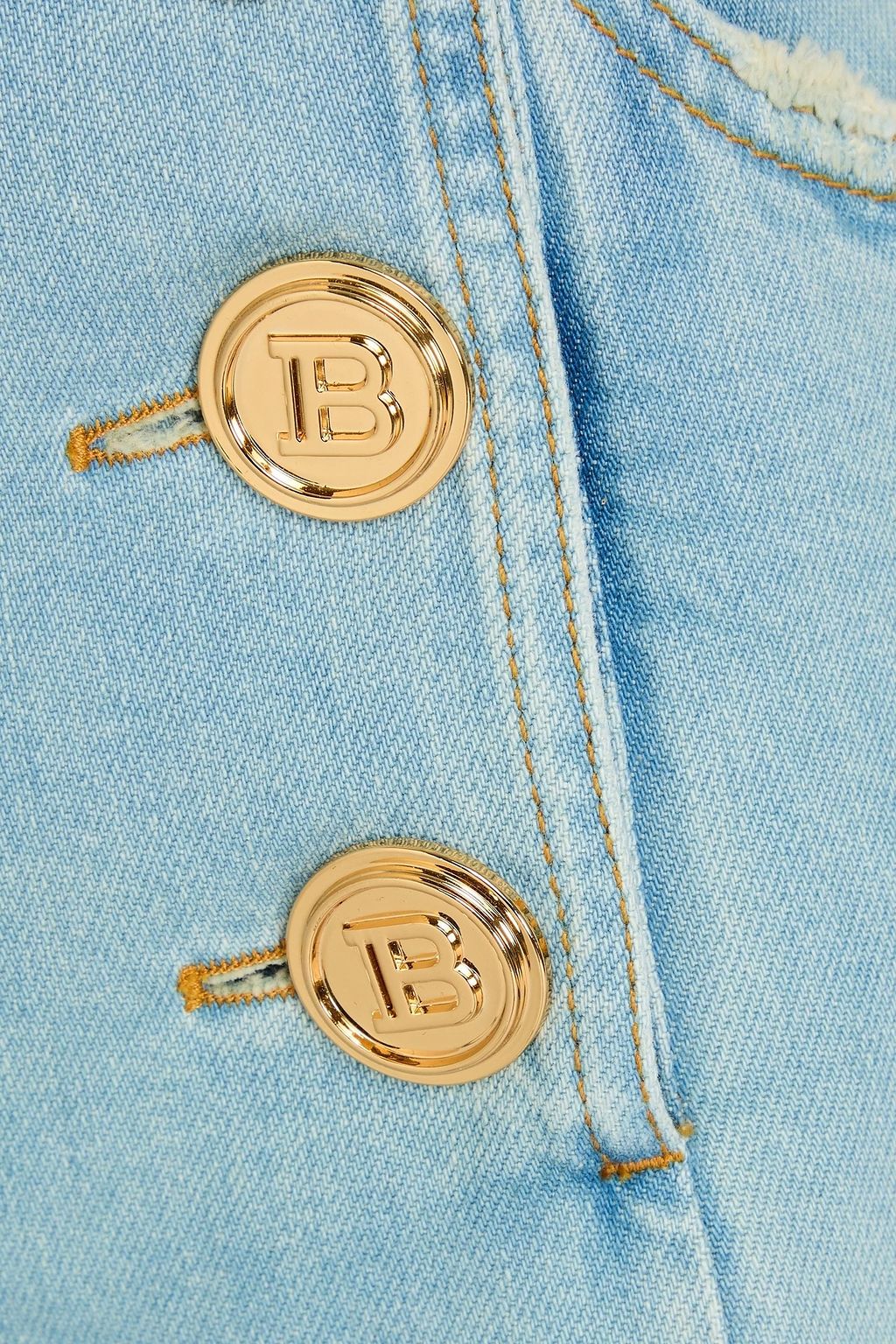 BALMAIN Distressed high-rise slim-leg jeans