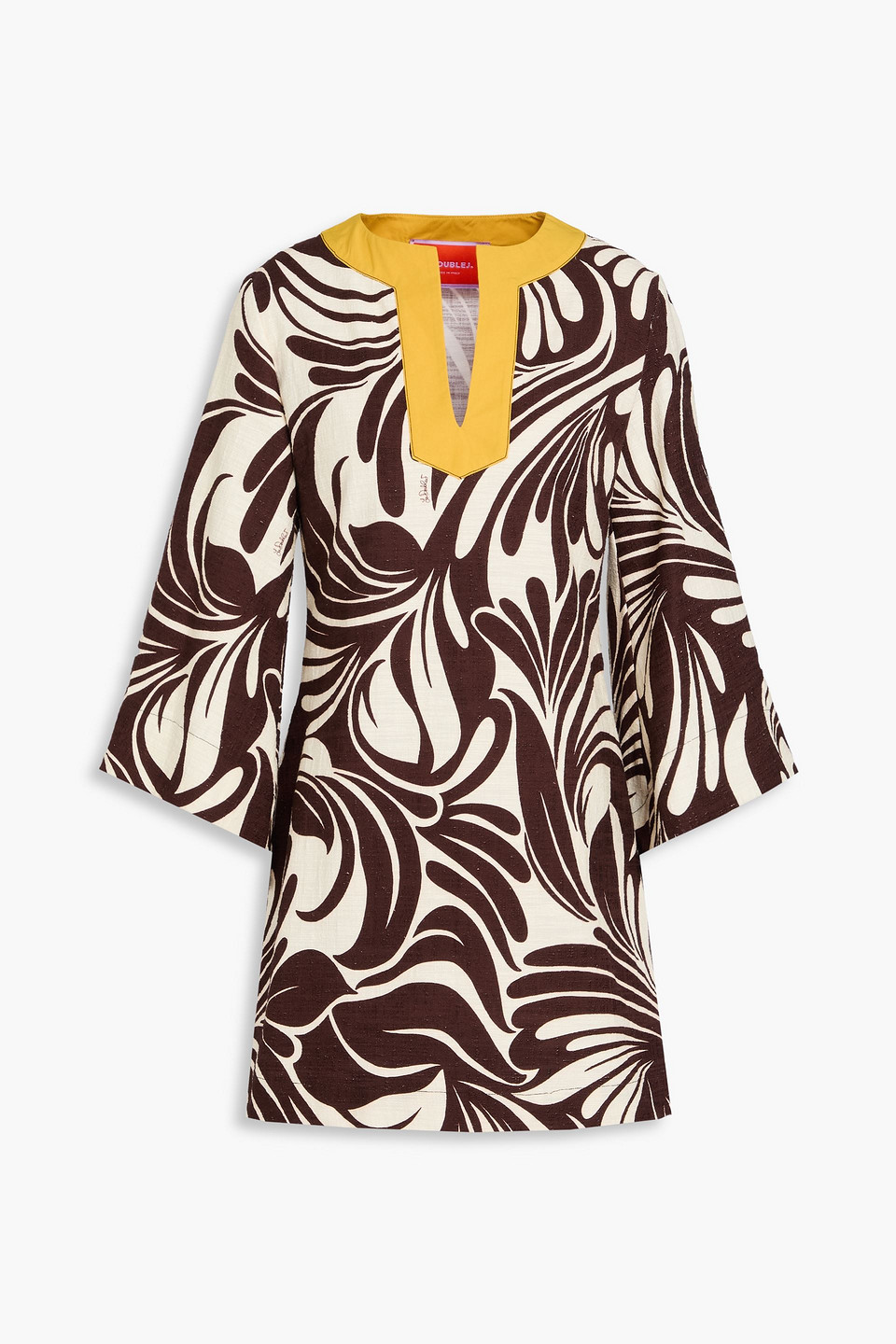 La Doublej Printed Cotton-blend Gauze Kaftan In Brown