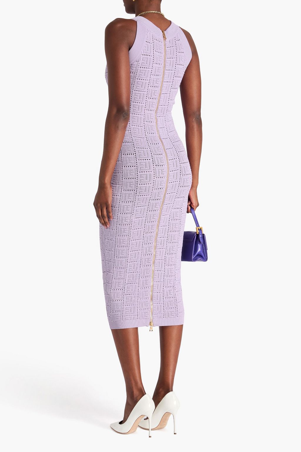 BALMAIN Crochet-knit midi dress