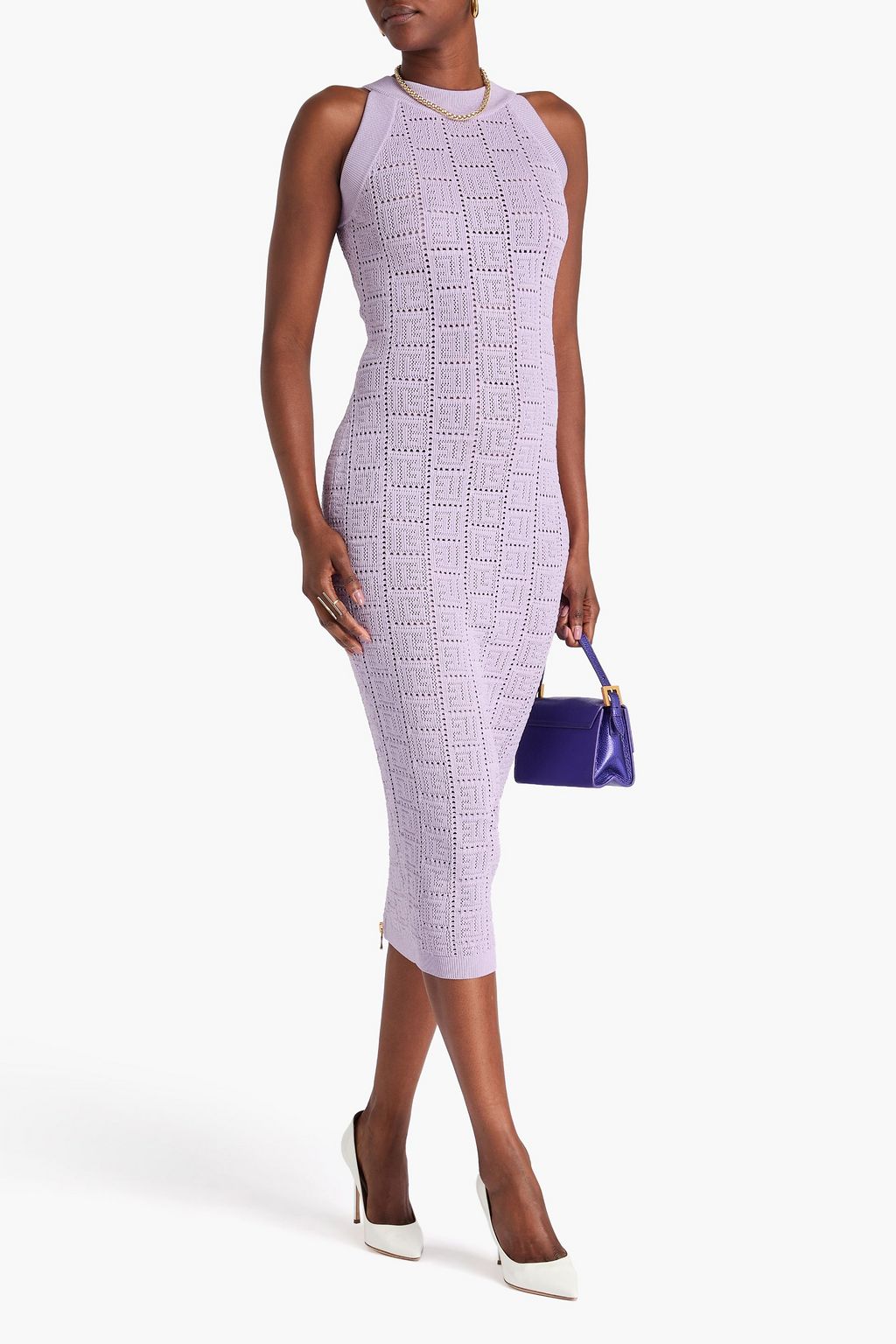 BALMAIN Crochet-knit midi dress