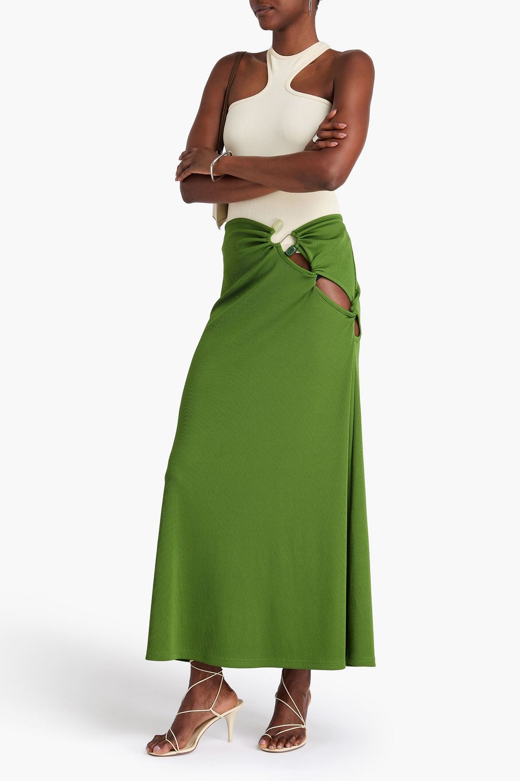 CHRISTOPHER ESBER Cutout embellished ribbed jersey maxi skirt