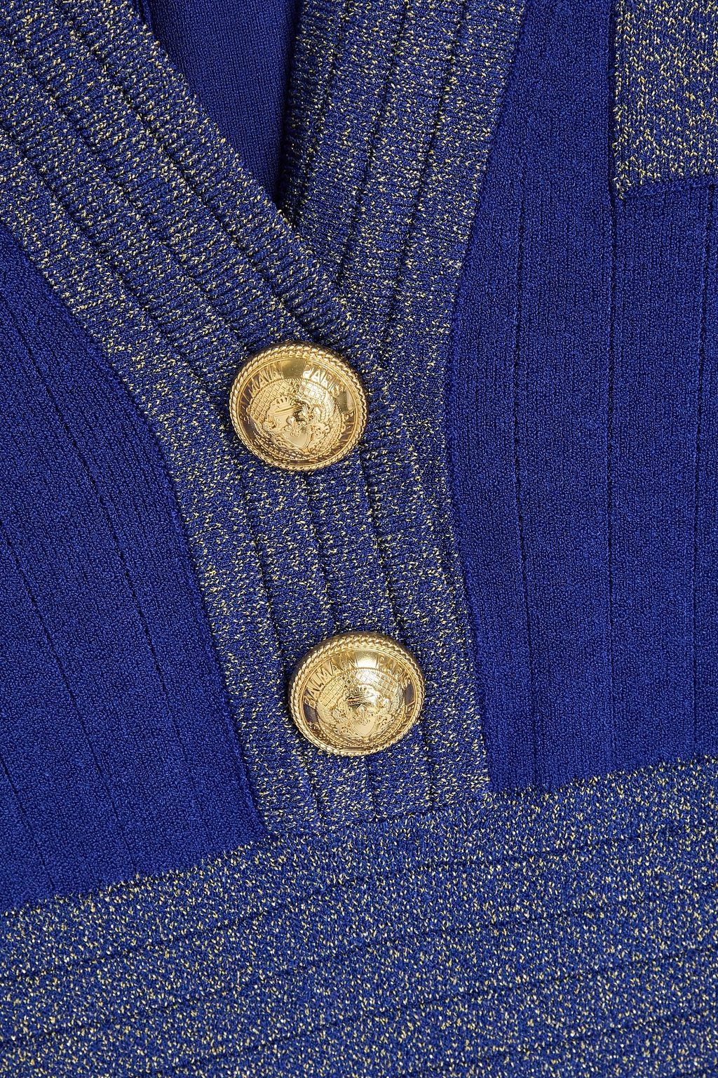 BALMAIN リブ編みニット ミニワンピース メタリック
