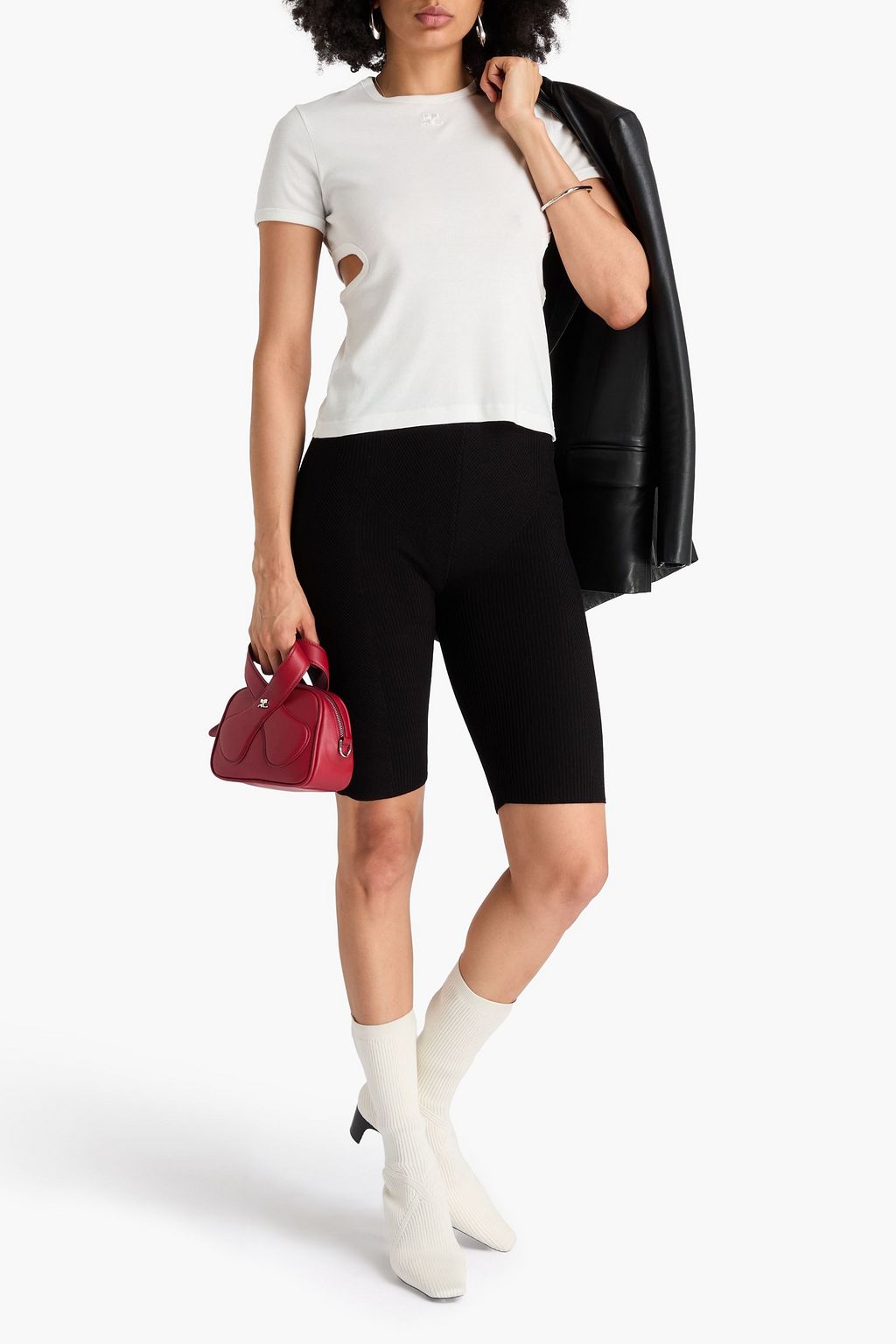 COURRÈGES T-Shirt aus Baumwoll-Jersey mit Cut-outs