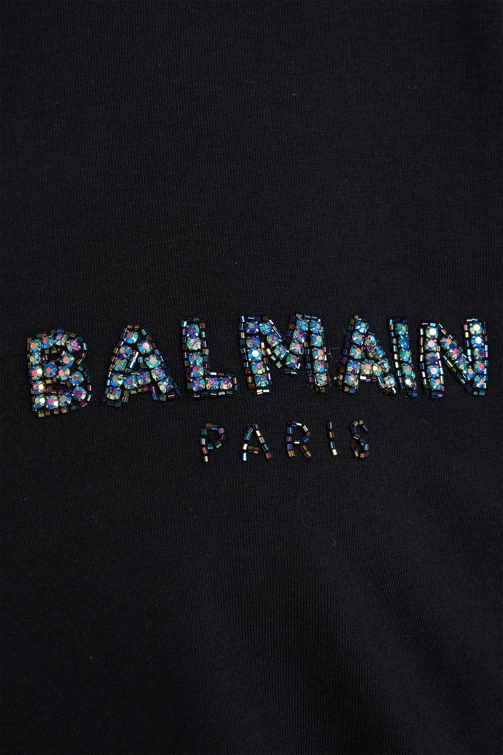 BALMAIN Cropped embellished cotton-jersey T-shirt