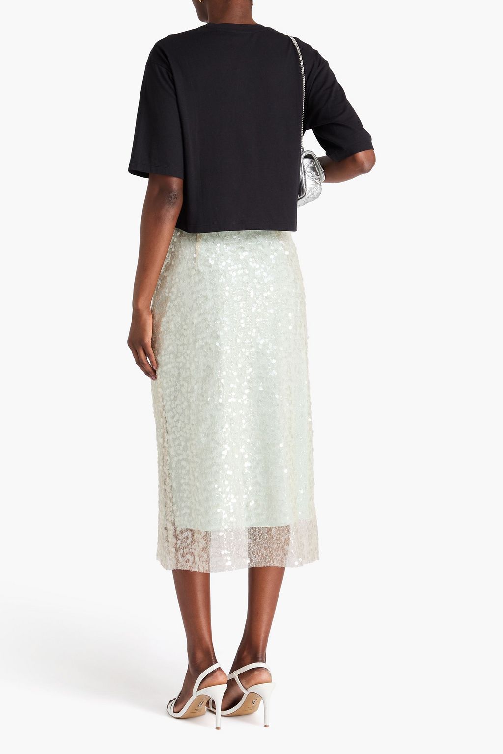 BALMAIN Cropped embellished cotton-jersey T-shirt