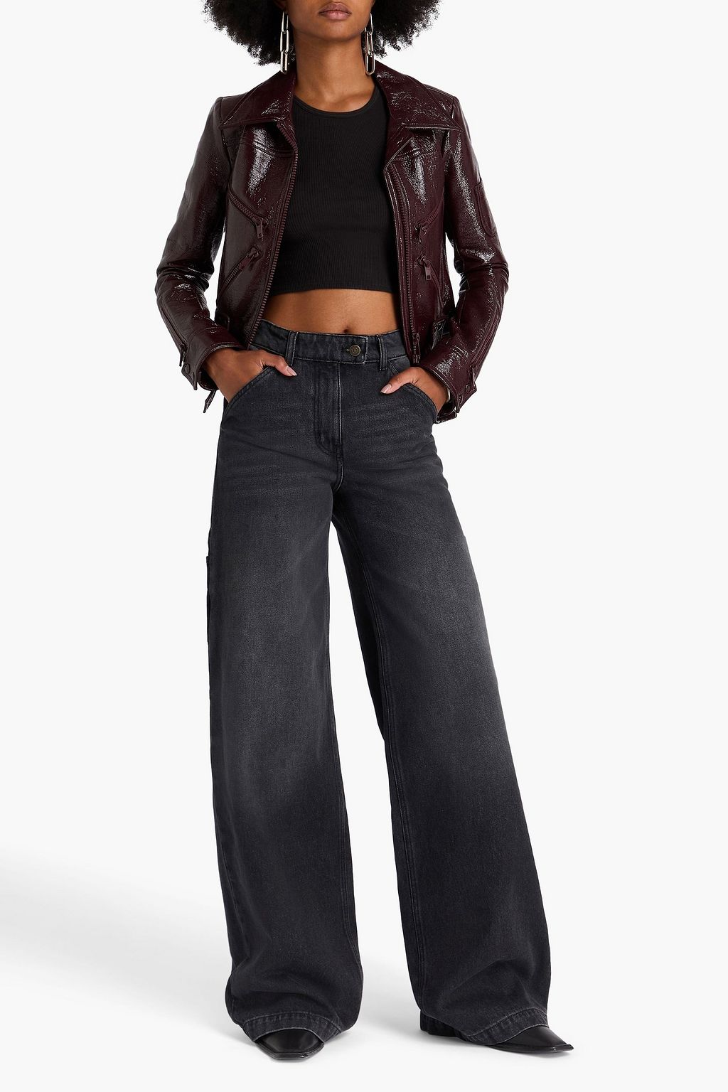 COURRÈGES Hoch sitzende Jeans mit weitem Bein in ausgewaschener Optik