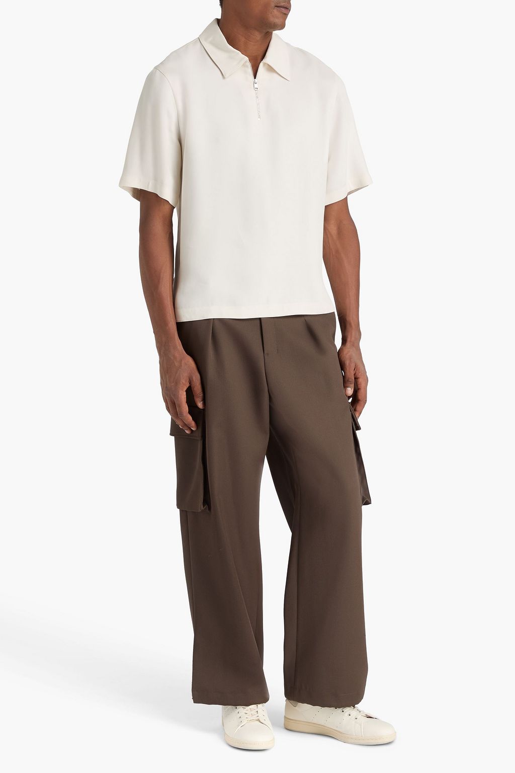 SANDRO Crepe polo shirt