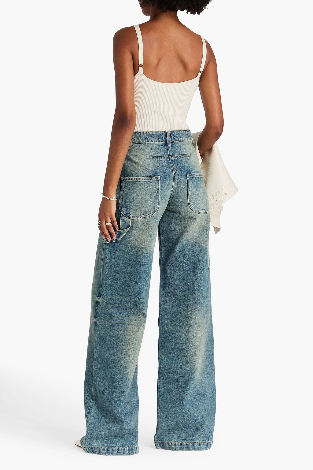 COURRÈGES Hoch sitzende Jeans mit weitem Bein in ausgewaschener Optik