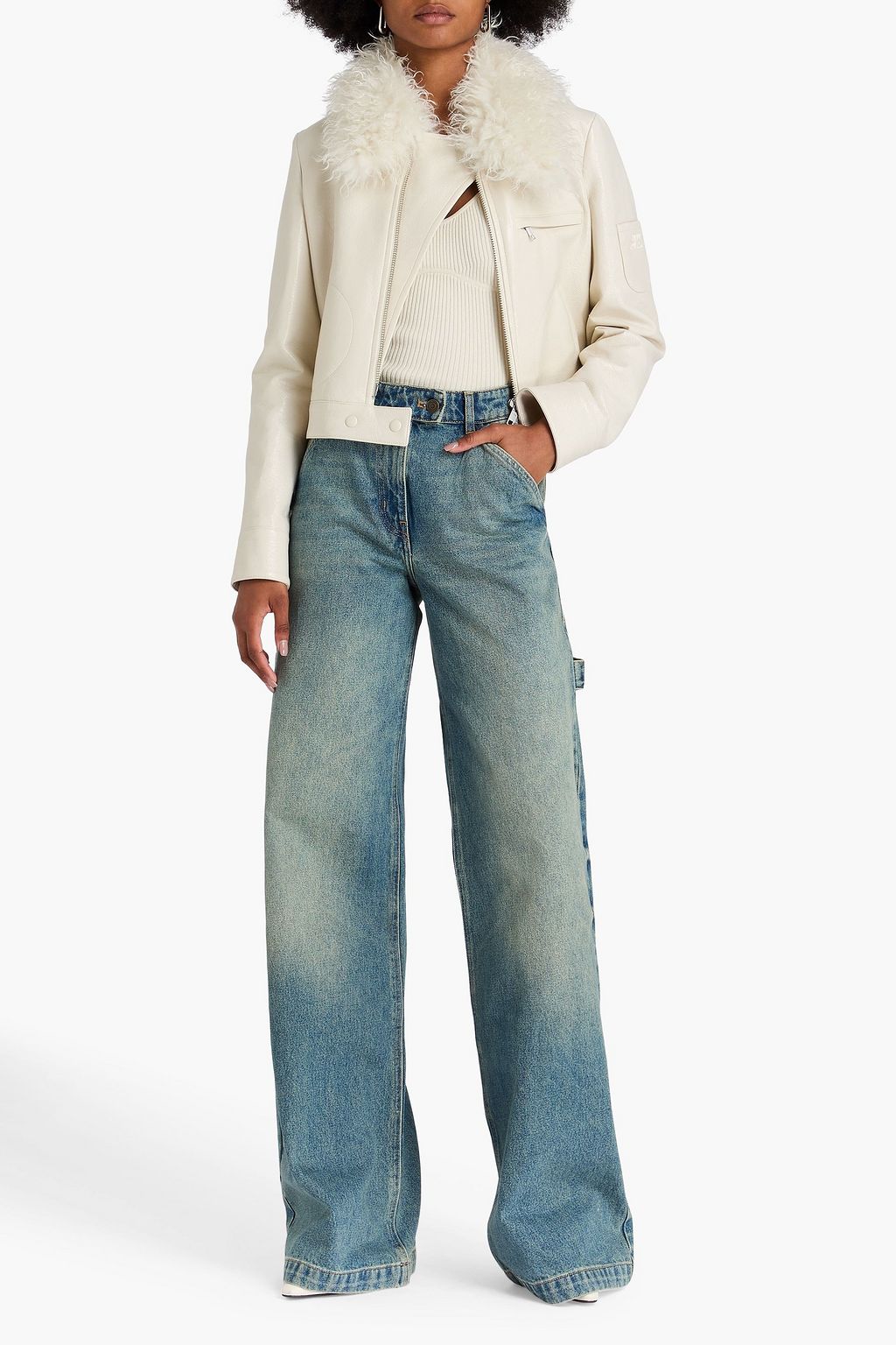 COURRÈGES Hoch sitzende Jeans mit weitem Bein in ausgewaschener Optik