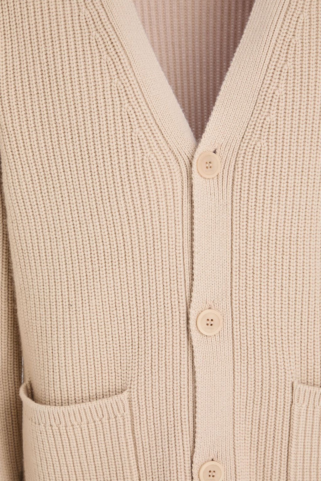 SANDRO Ribbed wool and cashmere-blend cardigan