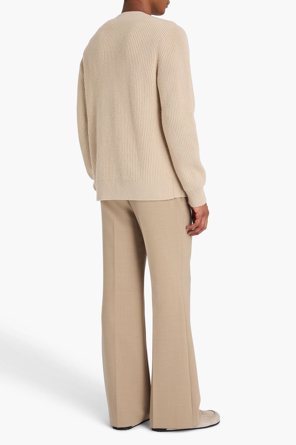 SANDRO Ribbed wool and cashmere-blend cardigan