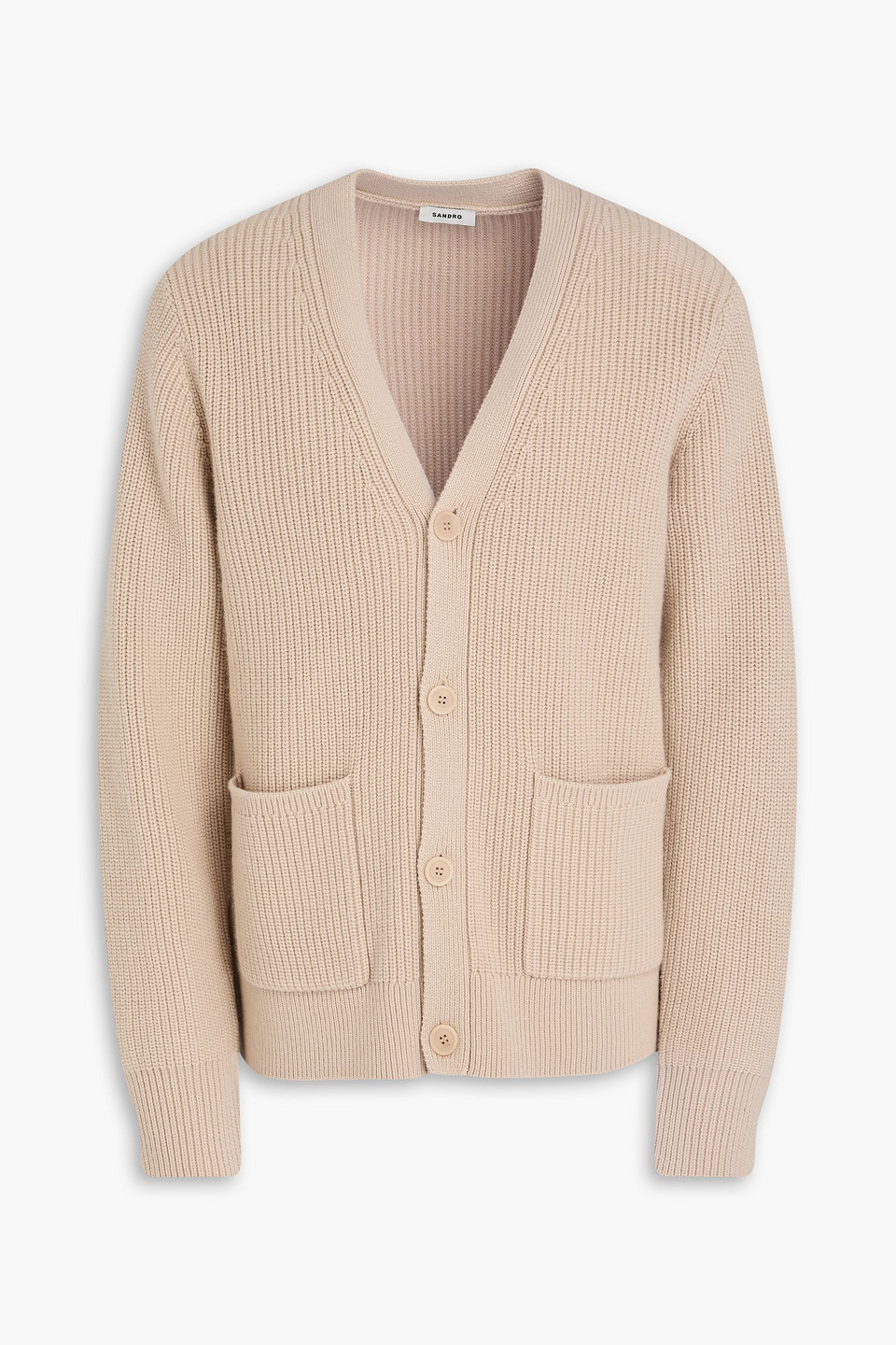 SANDRO WOOL AND CASHMERE-BLEND CARDIGAN