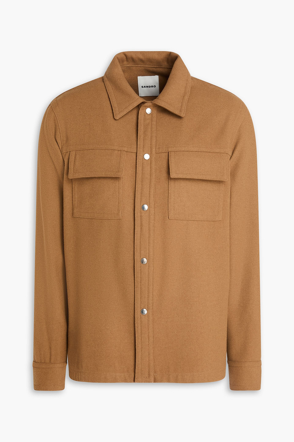 SANDRO WOOL-BLEND FLANNEL OVERSHIRT
