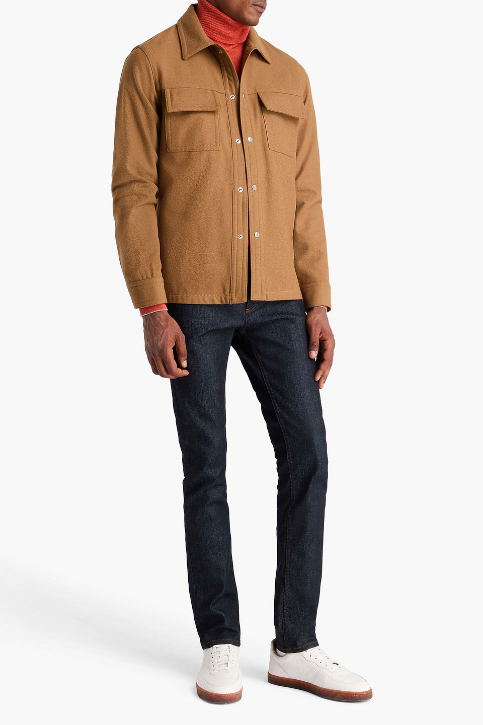 SANDRO WOOL-BLEND FLANNEL OVERSHIRT