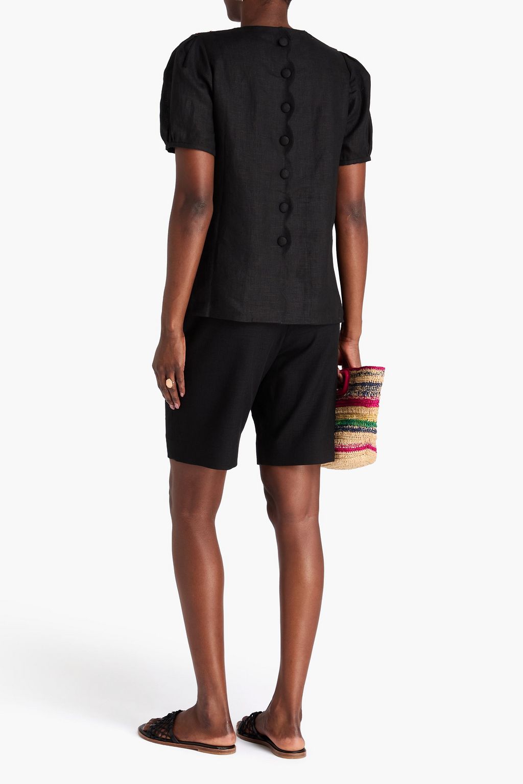 SALONI Marlowe embellished linen top