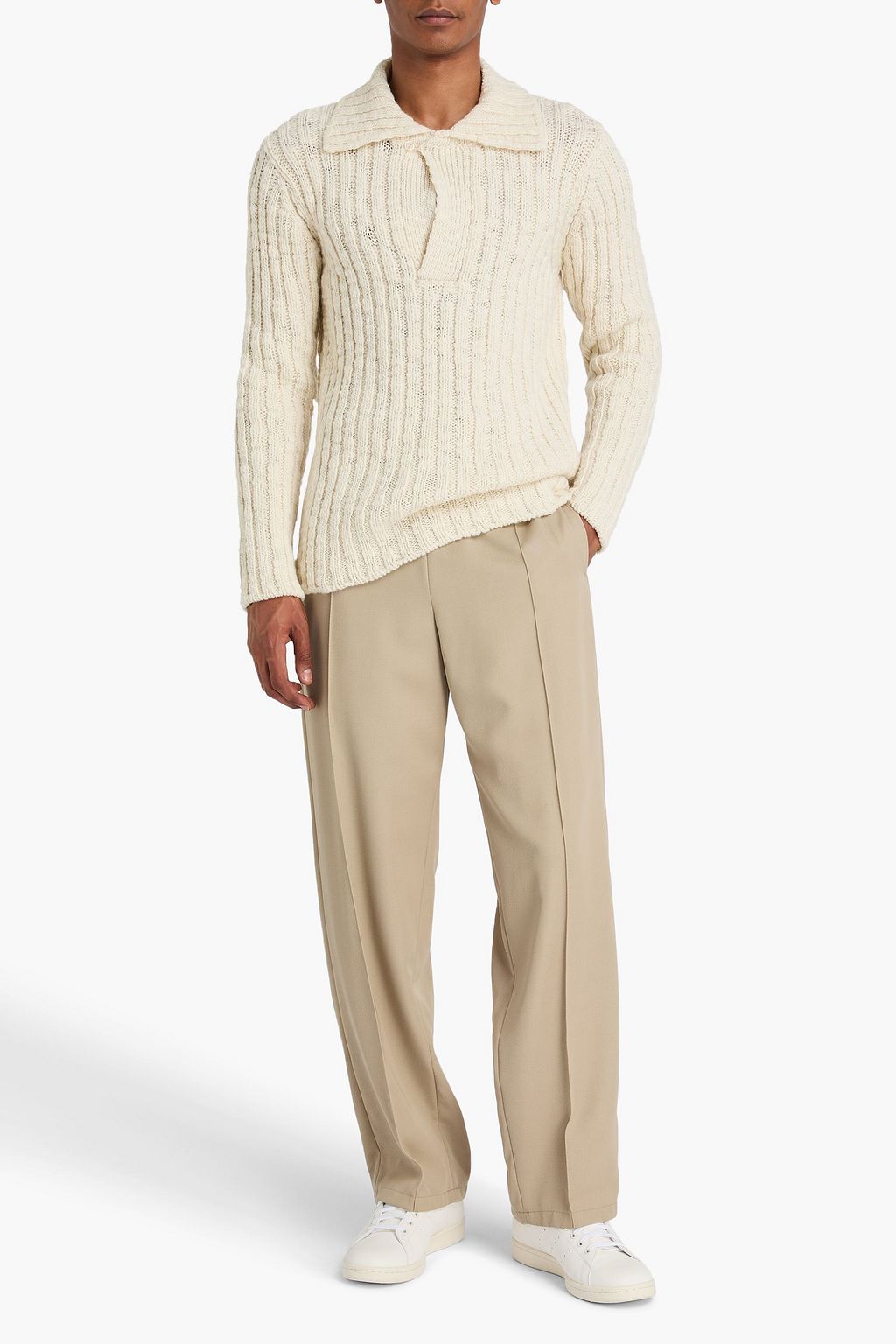 SANDRO Ribbed wool polo sweater