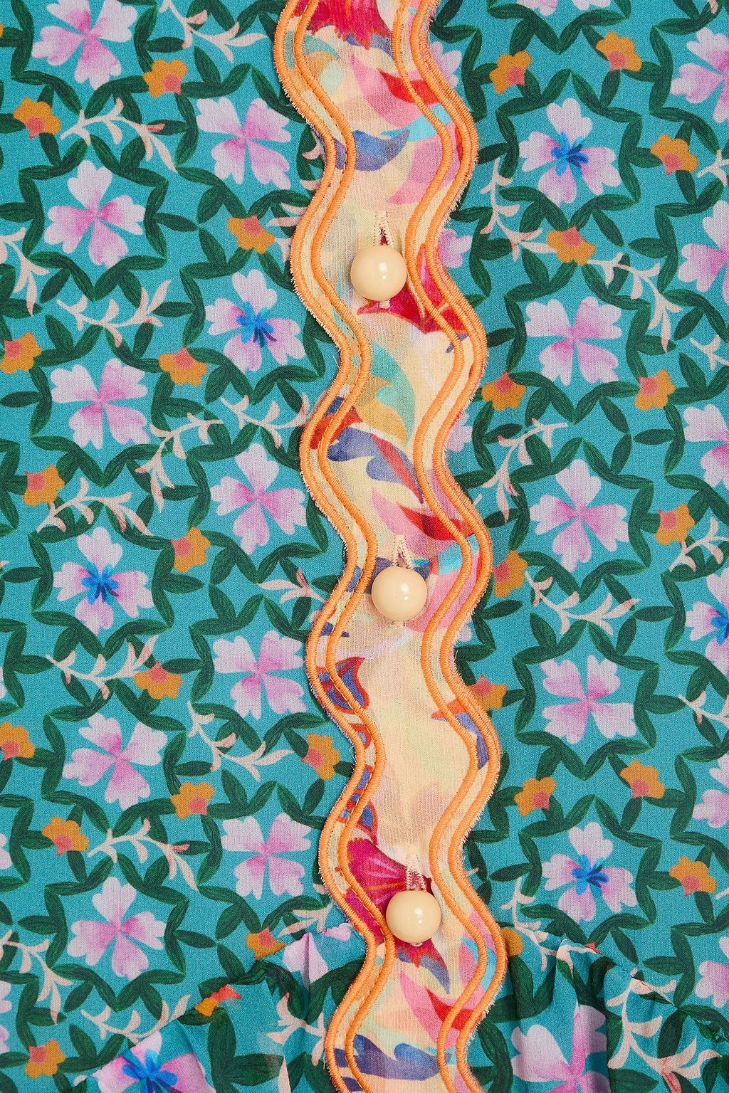 SALONI シルクジョーゼット ミニワンピース プリント入り